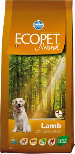Сухой корм Farmina Ecopet Natural Lamb Maxi для взрослых собак крупных пород  с проблемами пищеварения и аллергией, со вкусом ягненка
