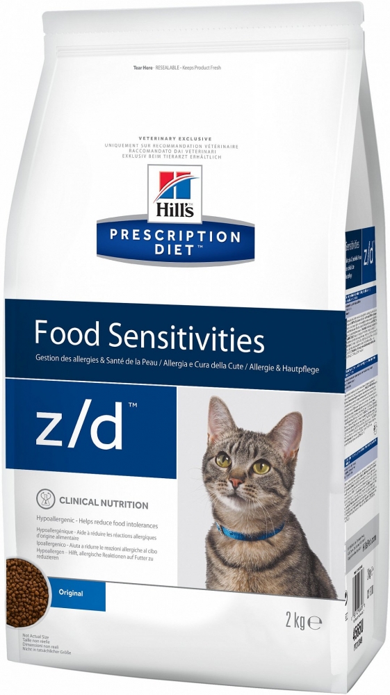 Сухой корм Hill's Prescription Diet Z/D Food Sensitivities диетический гипоаллеренный при пищевой аллергии для кошек, 2 кг