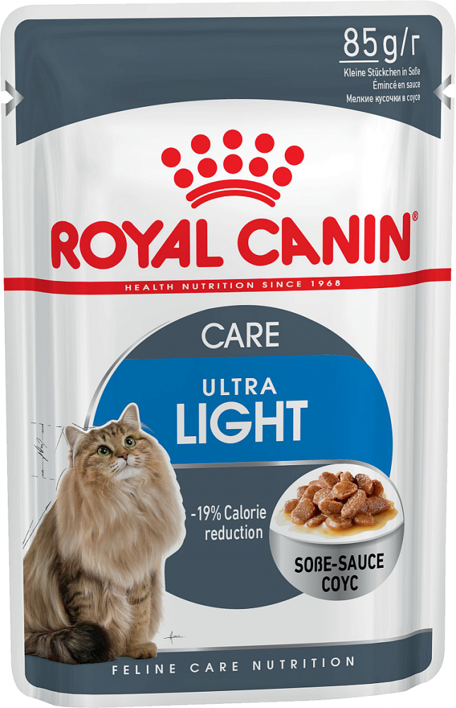 Паучи Royal Canin Ultra Light в соусе для кошек, склонных к полноте
Рекомендуемый суточный рацион
