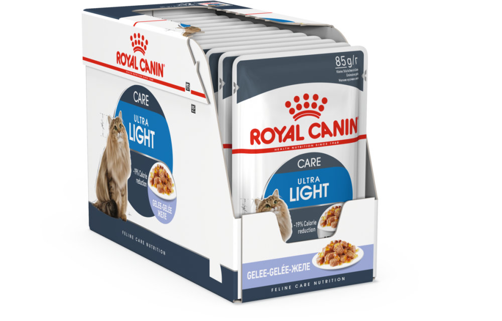 Паучи Royal Canin Ultra Light в желе для кошек, склонных к полноте
Рекомендуемый суточный рацион
