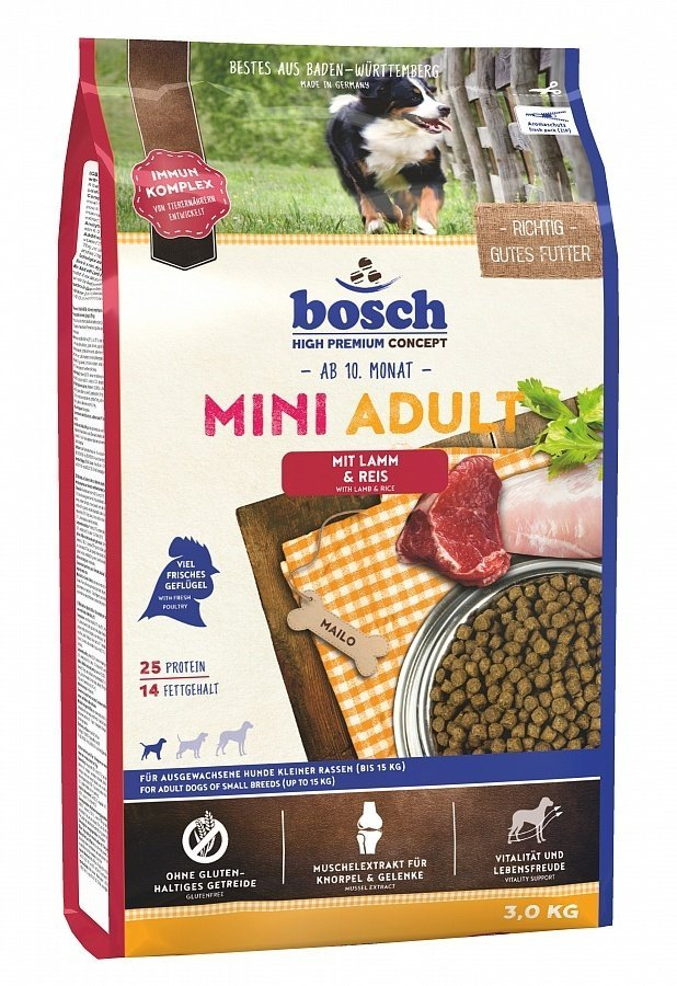 Сухой корм Bosch Mini Adult Lamb&Rice ягненок и рис для взрослых собак мелких пород