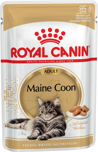 Паучи Royal Canin Maine Coon Adult для взрослых кошек породы мейн кун, кусочки в соусе 85 г