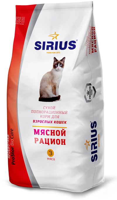 Сухой корм Sirius Мясной рацион для кошек