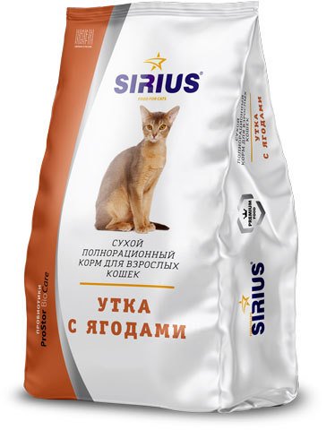 Сухой корм Sirius Утка с ягодами для кошек